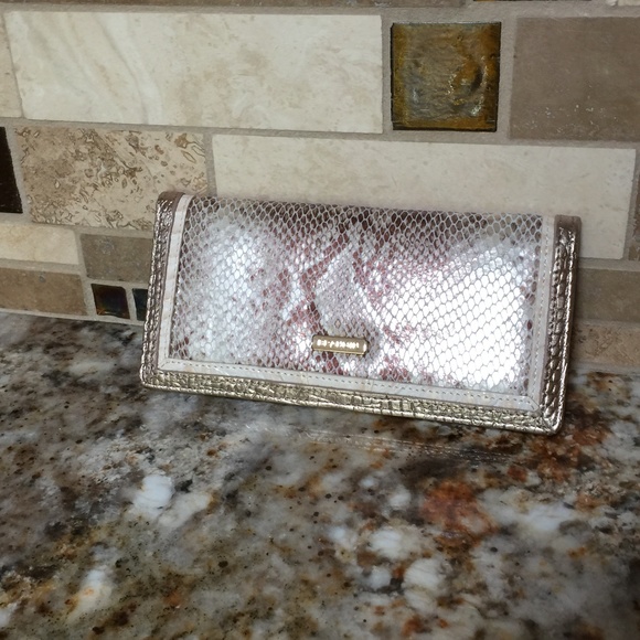 Brahmin Handbags - Brahmin Ady Wallet Creme Gold Snake Print Leather